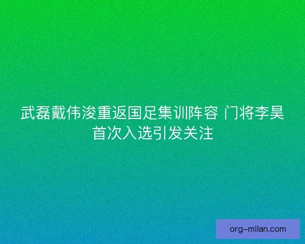 武磊戴伟浚重返国足集训阵容 门将李昊首次入选引发关注 武磊戴伟浚重返国足集训阵容 门将李昊首次入选引发关注